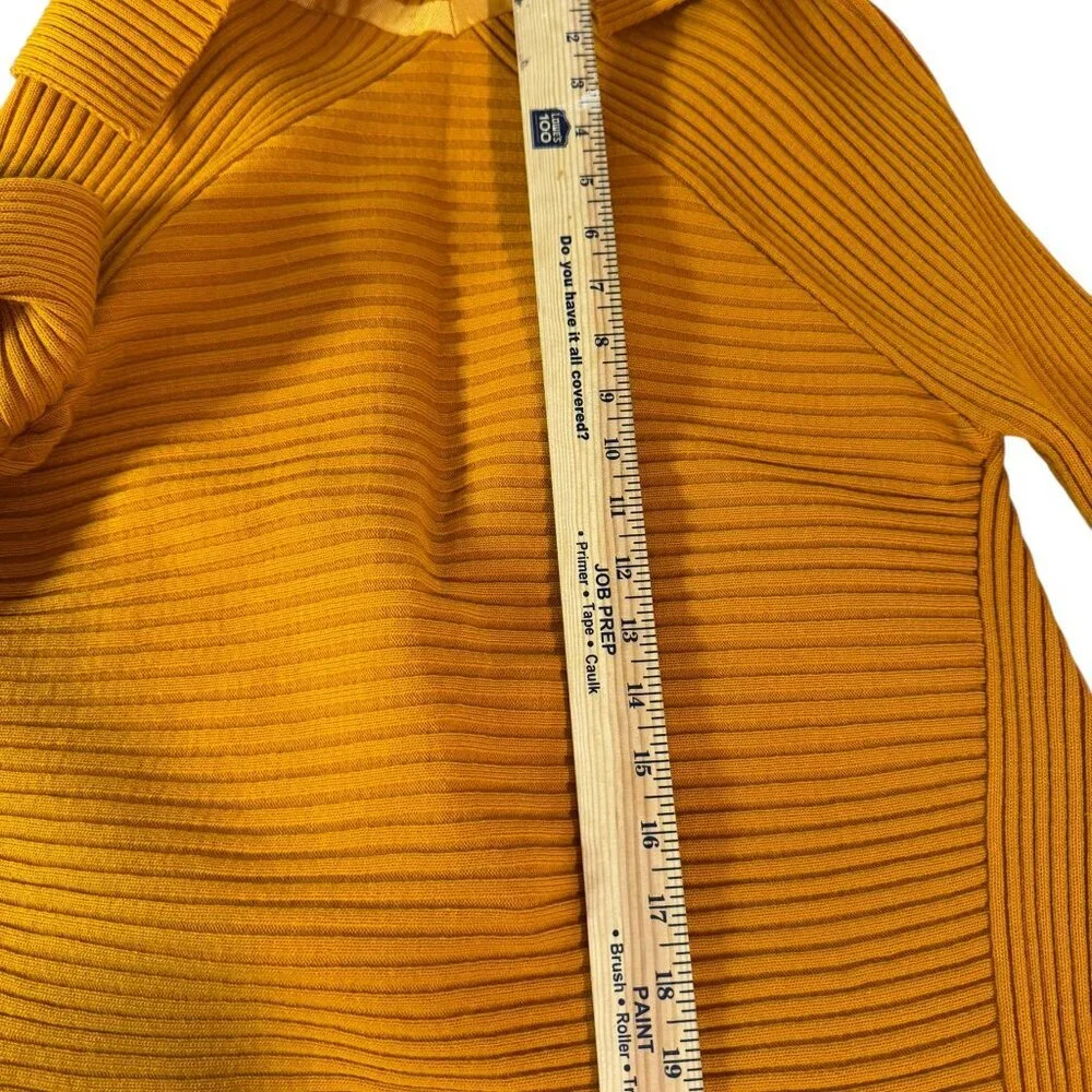 Bellamie Mustard Ribbed Knit Wrap Sweater Jacket M |  Asymmetrical cardigan